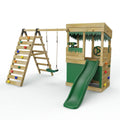 ClassicPlay Premium Lookout Tower With 0.9m Deck, Single Swing, Slide, Climbing Wall, Adventure and Den Packs