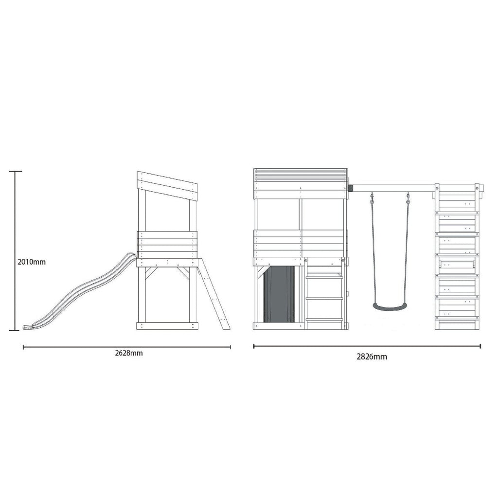Rebo Lookout Tower with Single Swing, Wave Slide, Climbing Wall and Adventure Pack
