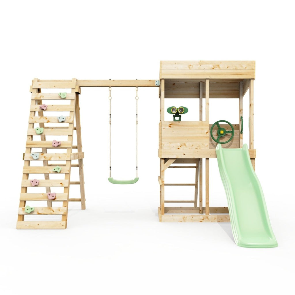 Rebo Lookout Tower with Single Swing, Wave Slide, Climbing Wall and Adventure Pack