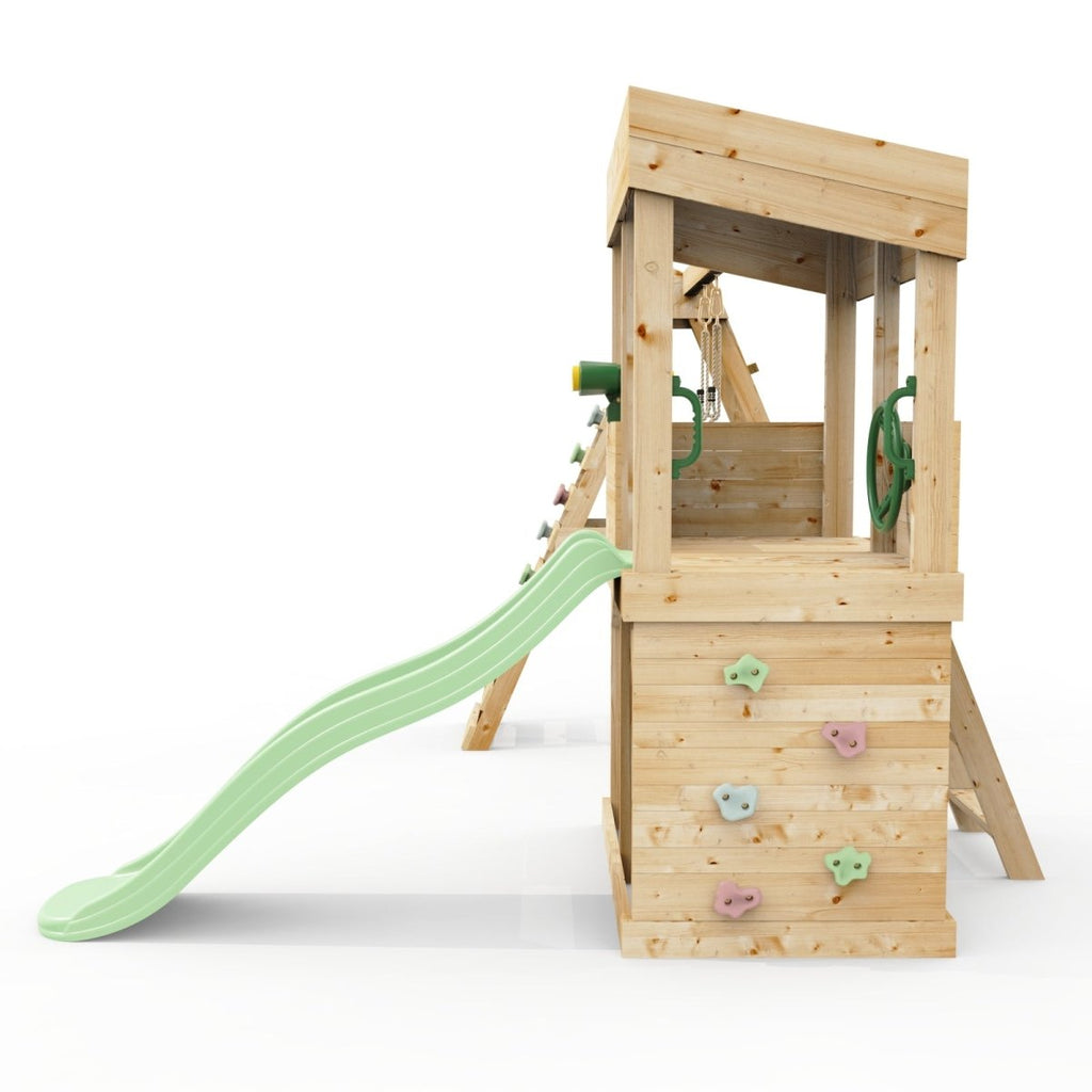 Rebo Lookout Tower with Single Swing, Wave Slide, Climbing Wall and Adventure Pack