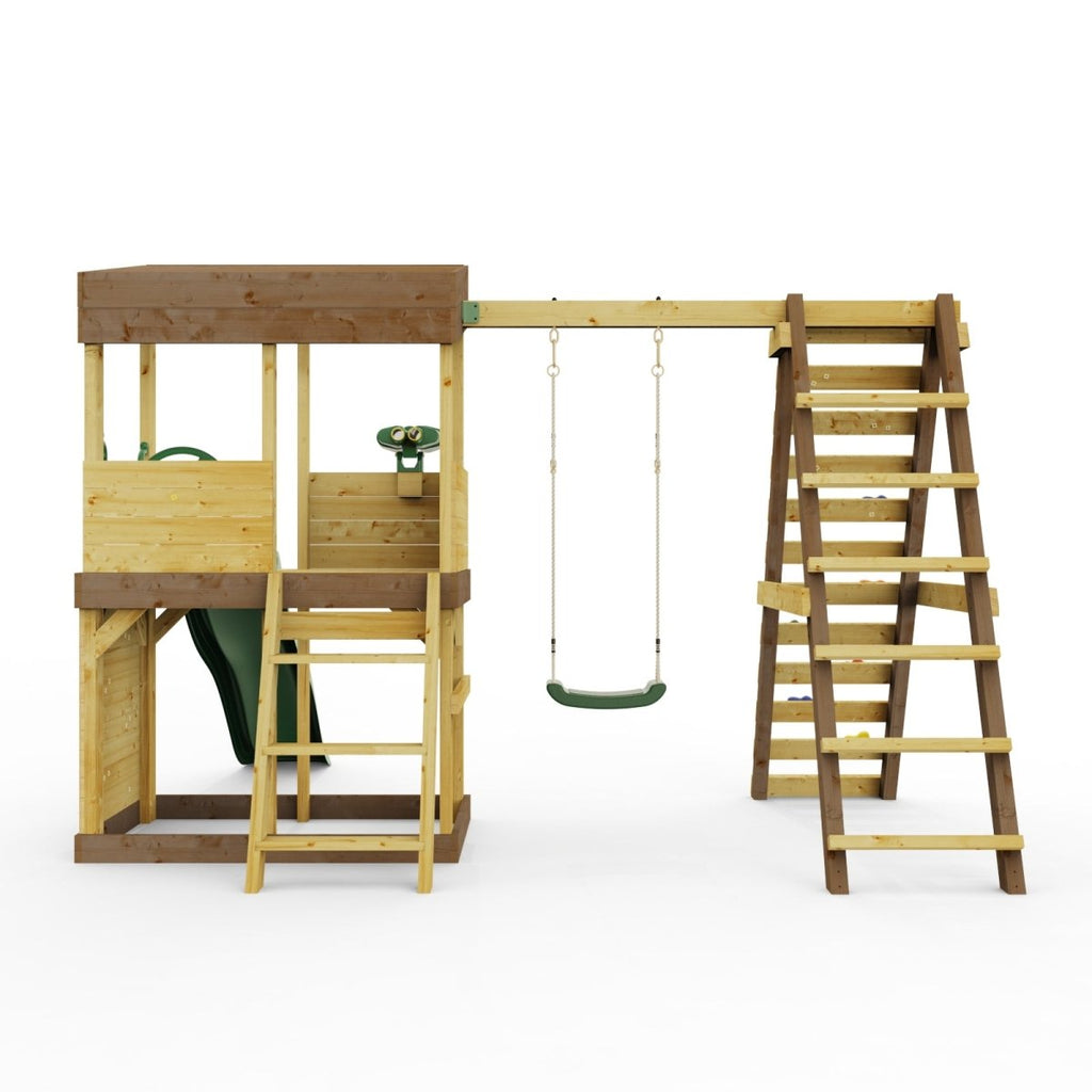 Rebo Lookout Tower with Single Swing, Wave Slide, Climbing Wall and Adventure Pack