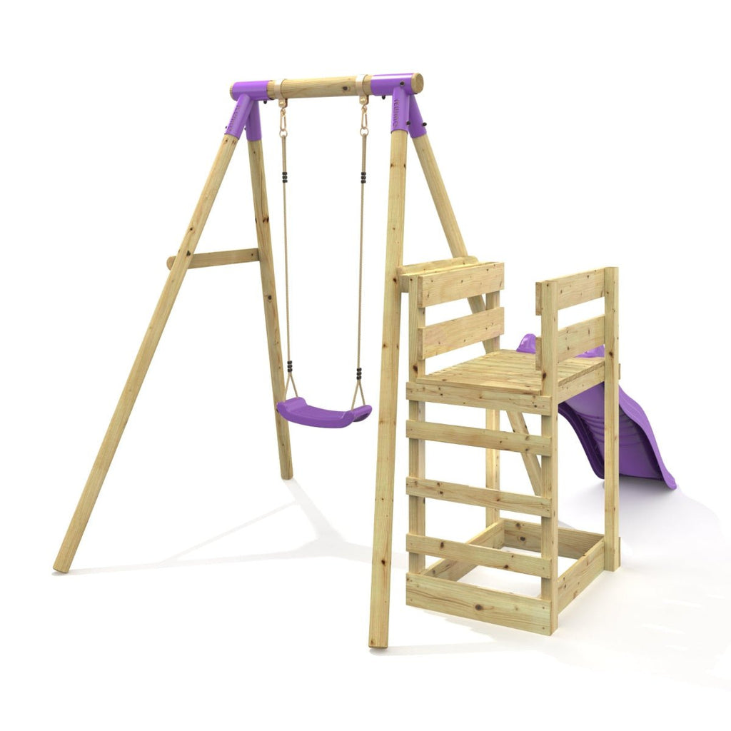 Rebo Single Swing Set with Slide - Solar Purple