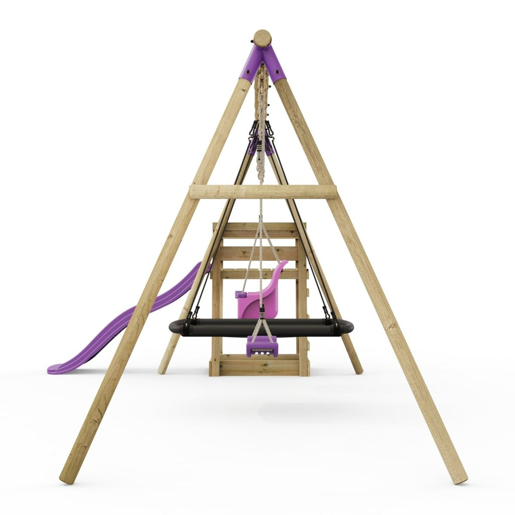 Rebo Triple Swing Set with Slide - Halley Purple