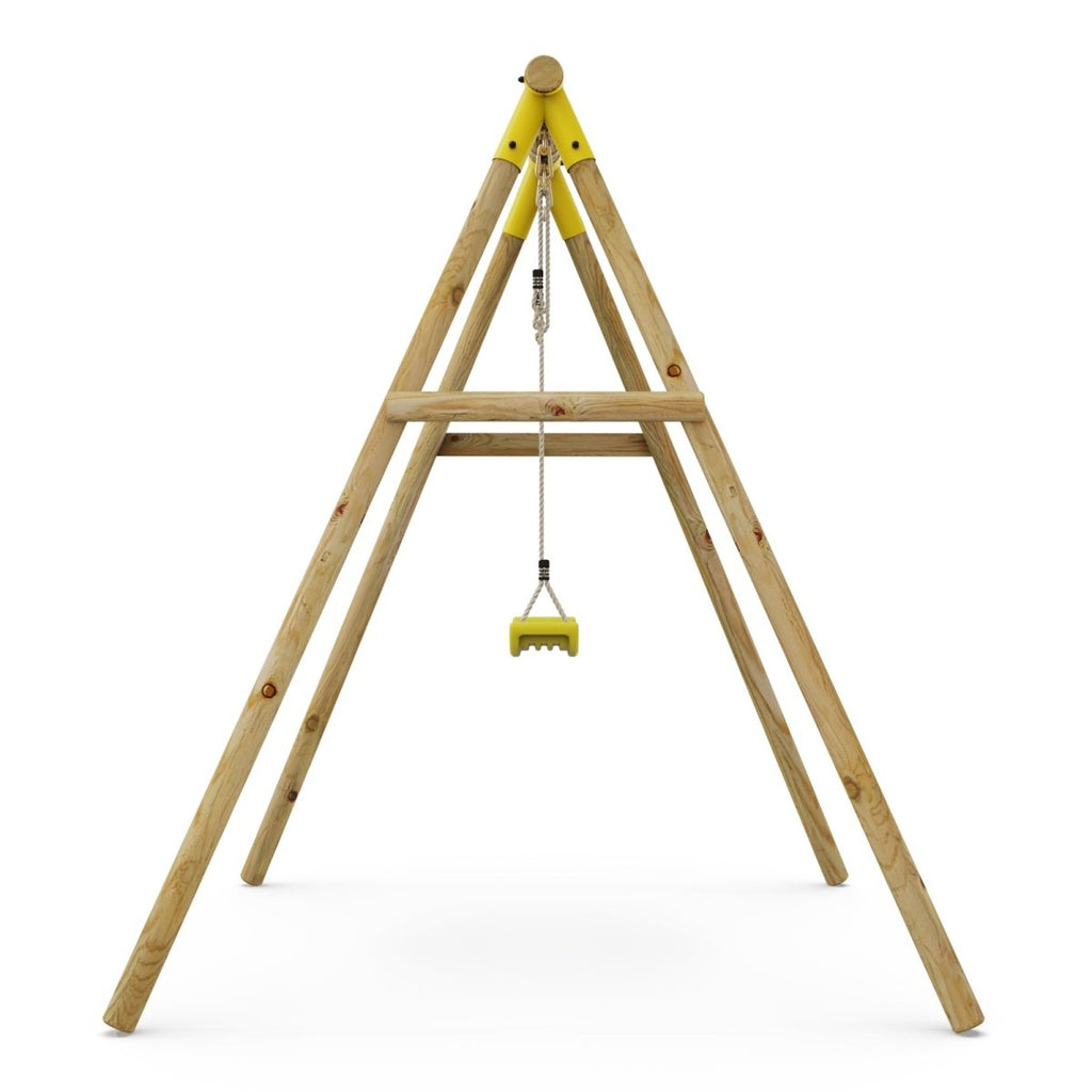 Rebo Wooden Single Garden Swing Set - Solar Yellow