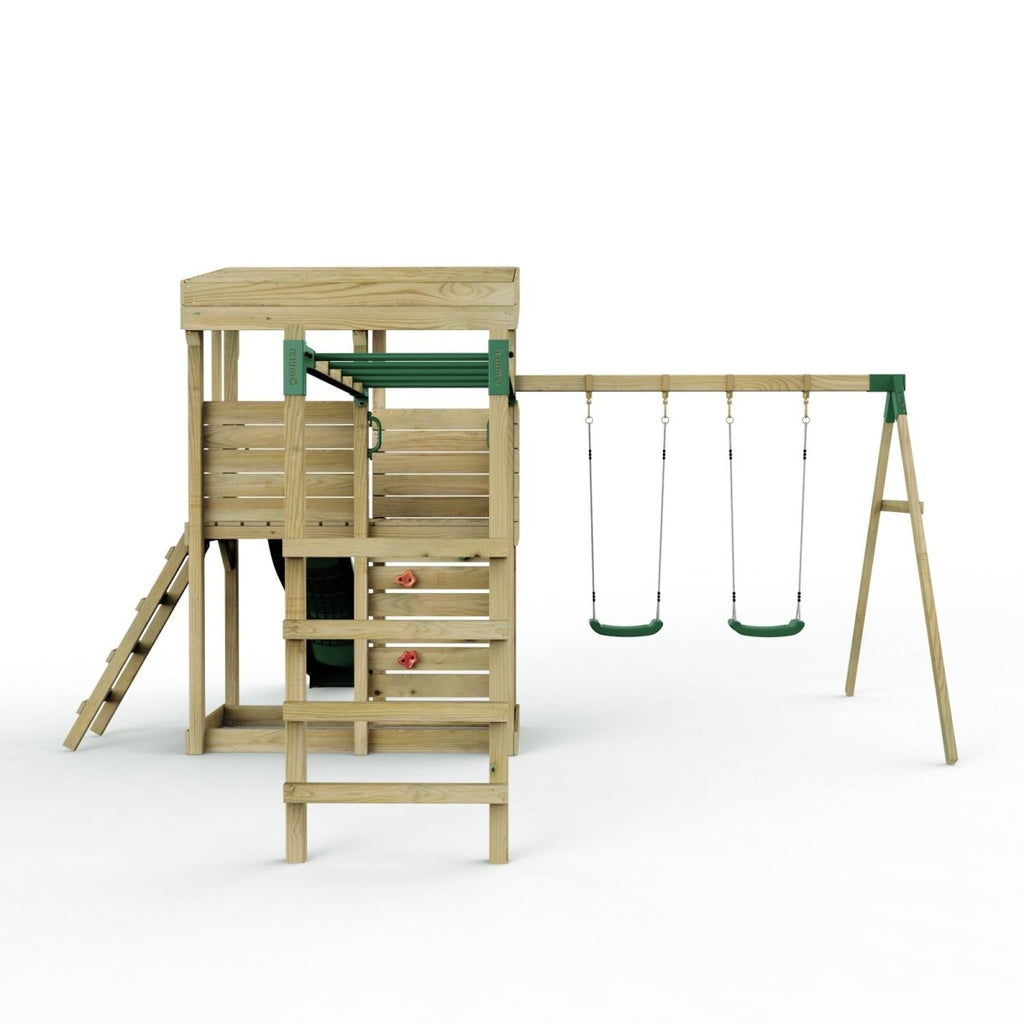 ClassicPlay Outpost XL Lookout Tower with 1.2m Deck, Double Swing, Monkey Bars and Slide