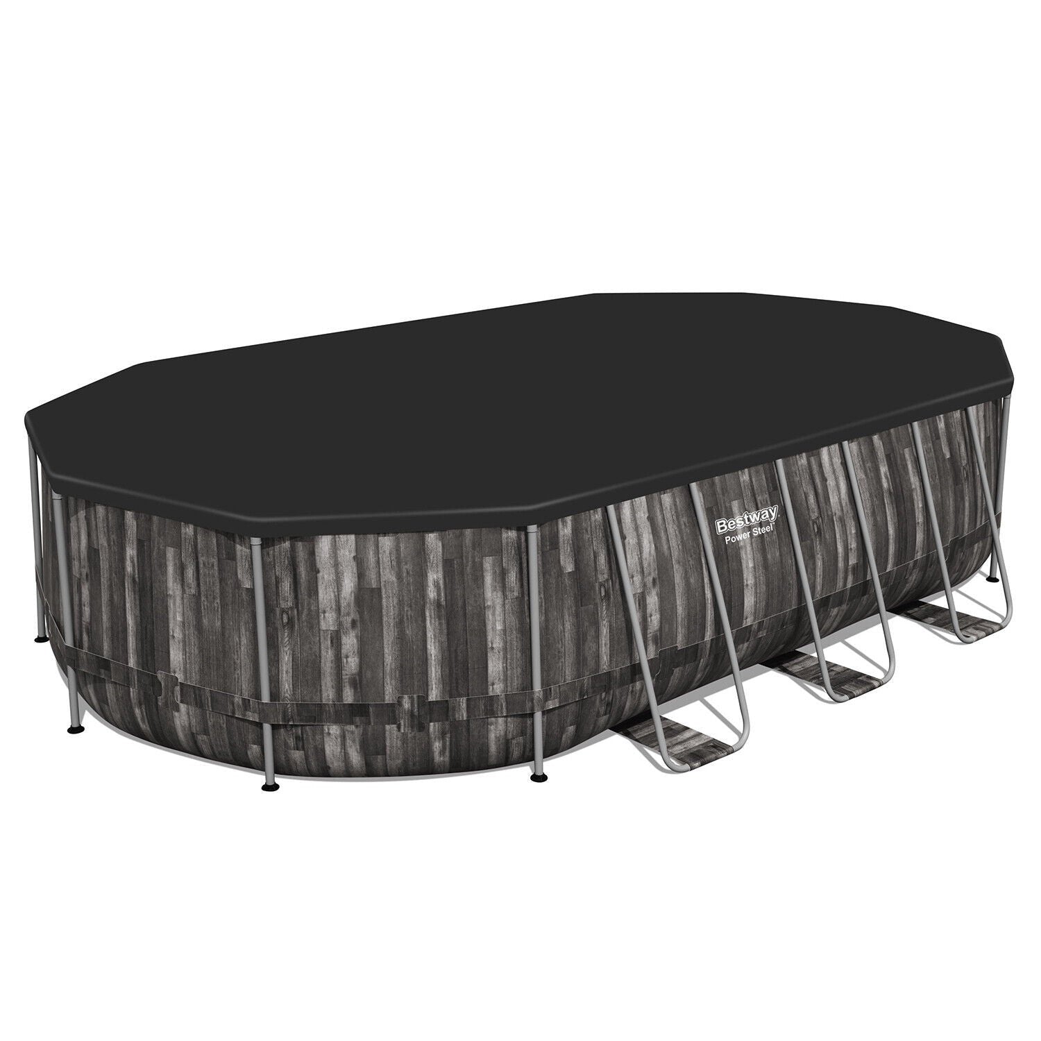 Bestway Power Steel 20' x 12' x 48" Oval Above Ground Swimming Pool Set – Outdoor Family Pool