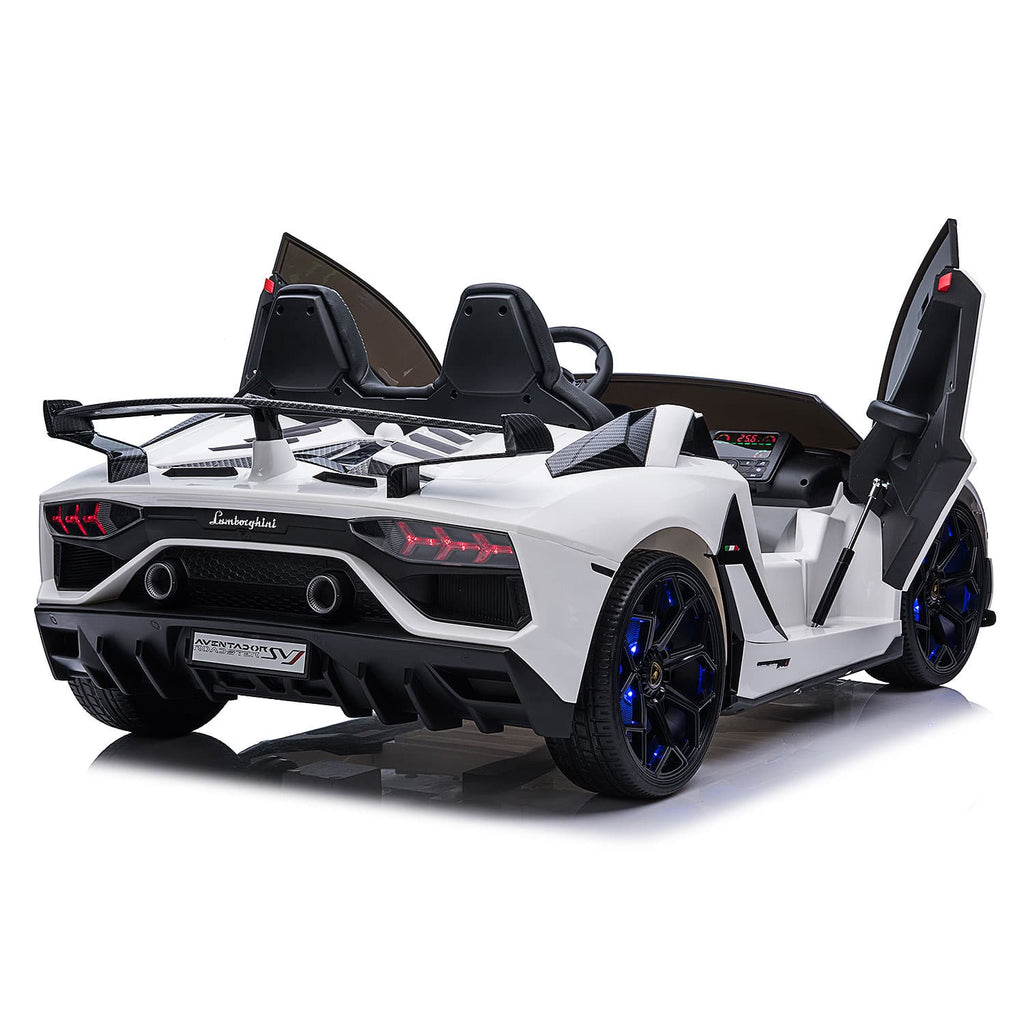 Lamborghini Aventador SVJ 24V Kids Ride-On Car with R/C Parental Remote | White