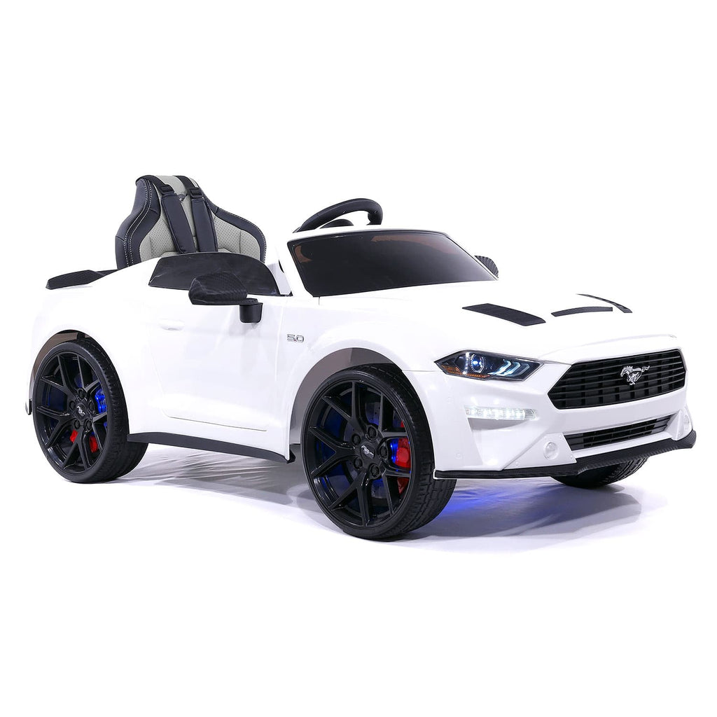 Ford Mustang GT Custom Edition 24V Kids Ride-On Car with R/C Parental Remote | White