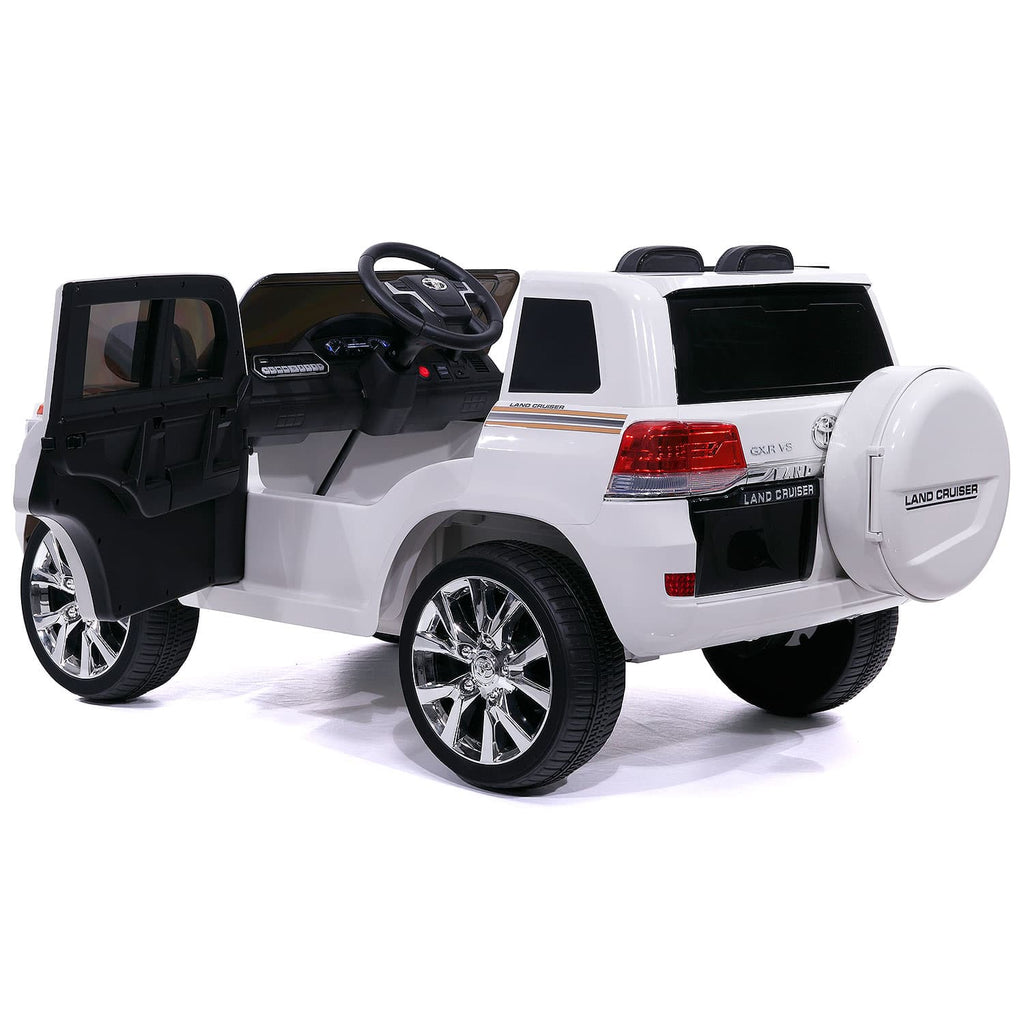 Toyota Land Cruiser 12V Kids Ride-On Car with R/C Parental Remote | White