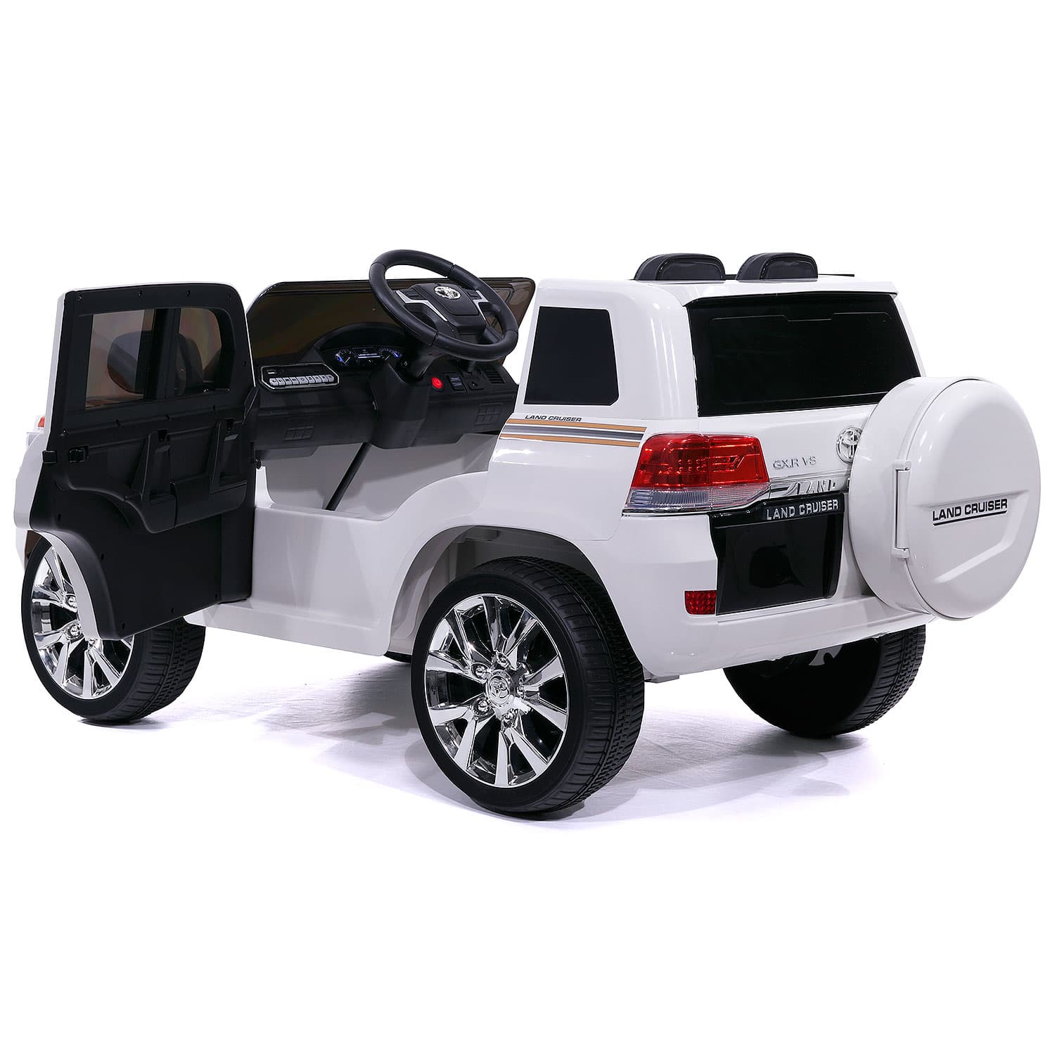 Toyota Land Cruiser 12V Kids Ride-On Car with R/C Parental Remote | White