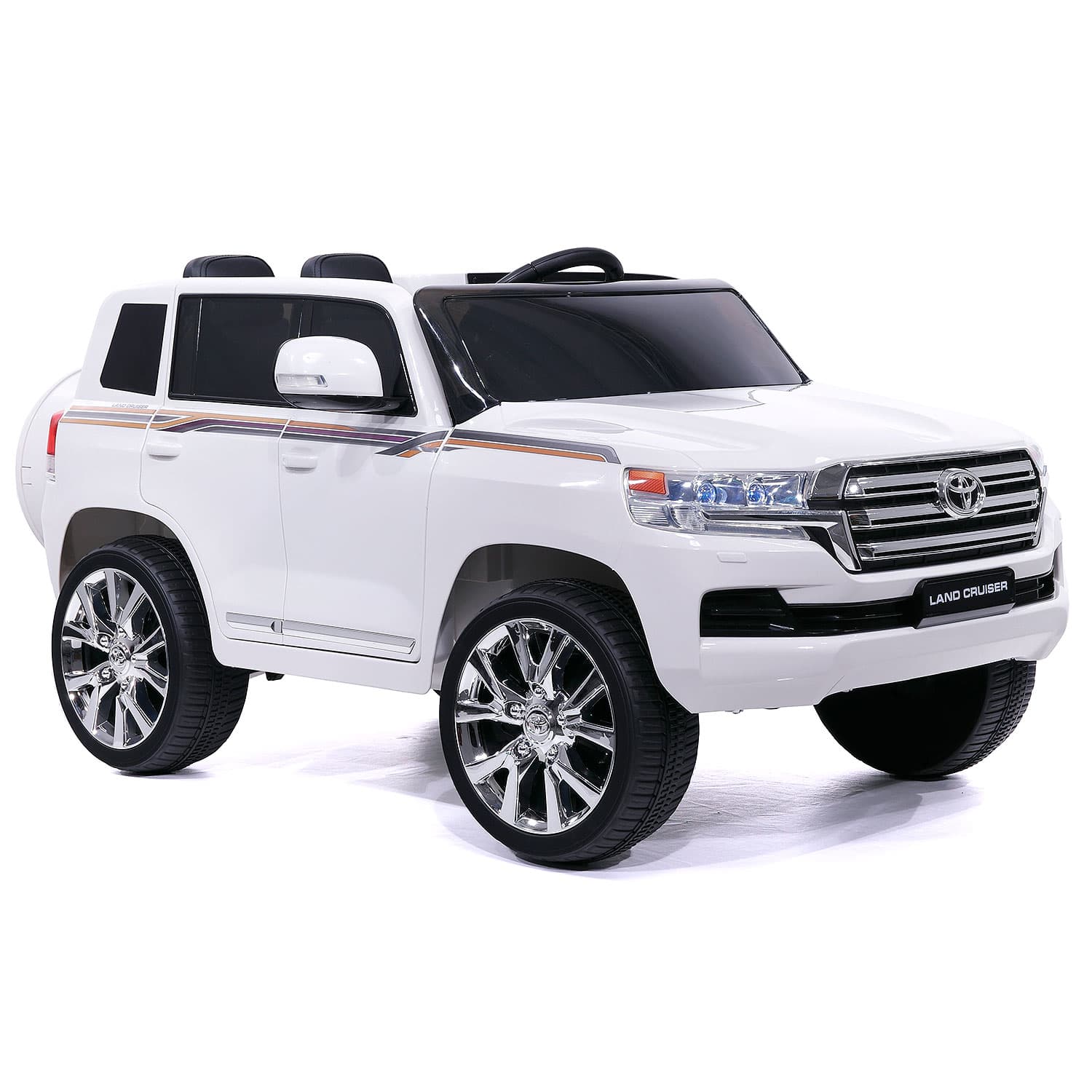 Toyota Land Cruiser 12V Kids Ride-On Car with R/C Parental Remote | White