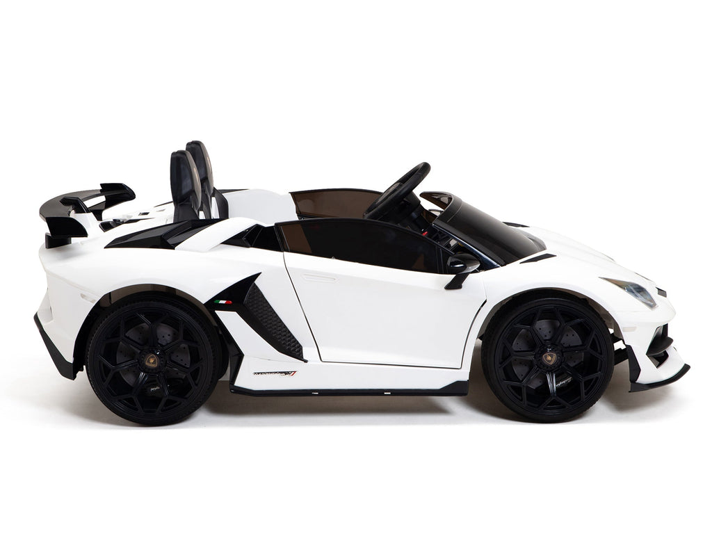 Lamborghini Aventador SVJ Drift Edition 24V Kids Ride-On Car with R/C Parental Remote | White
